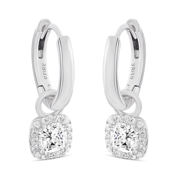 Diamonfire Square Zirconia Drop Assembled Earrings E6061 - J3147