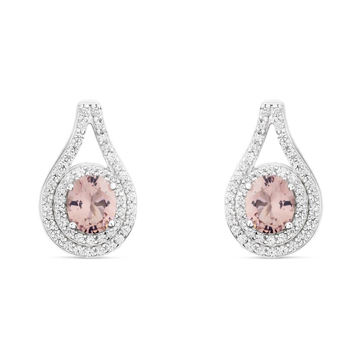 Diamonfire Teardrop Pink Zirconia Stud Earrings E6297 - J3150