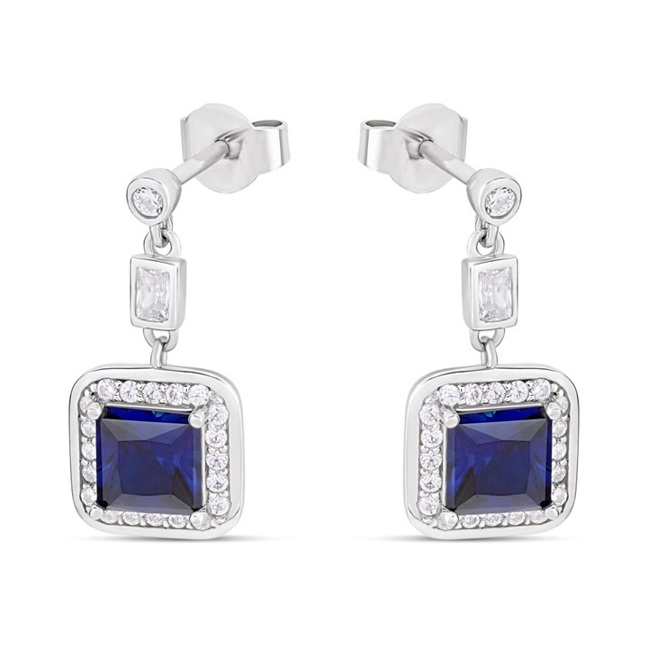 Diamonfire Blue Square Pave Earrings E5912 - J3159