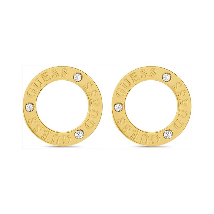 Guess UBE03173YG Gold Tone Logo Earrings - J42281