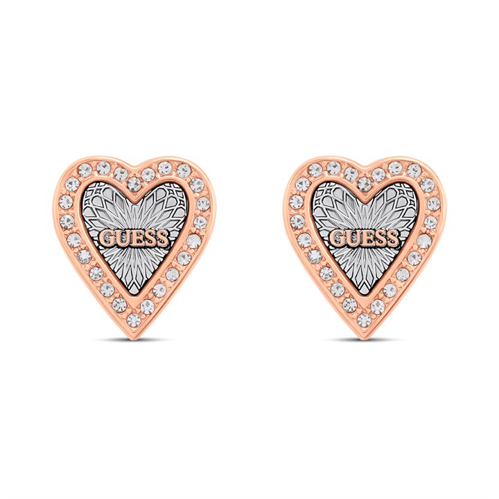 Guess UBE03237RHRG Rose Tone Heart Stud Earrings - J42341