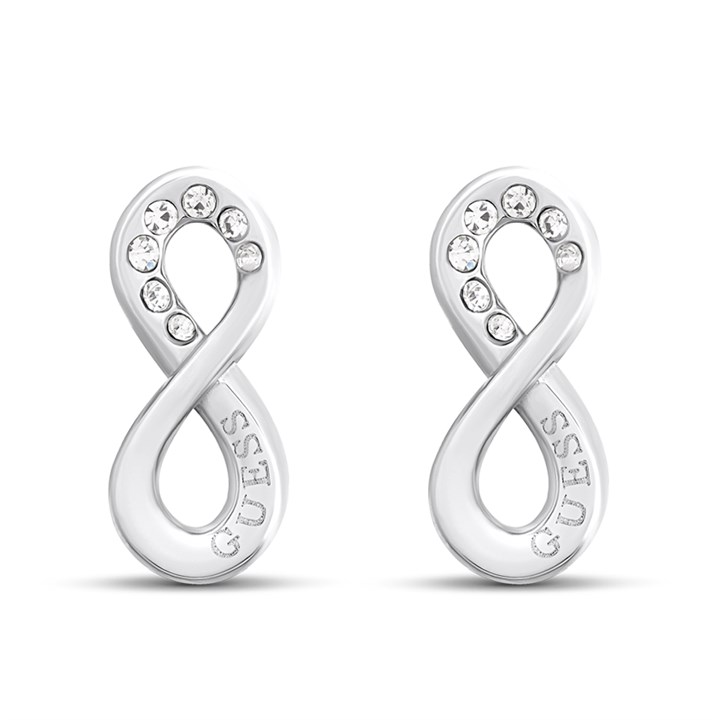 GUESS JUBE03262JWRHT/U Silver Tone Crystal Infinity Stud Earrings - J42355