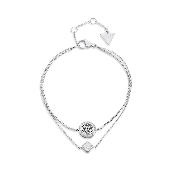 Guess JUBB04160JWRHL Silver Tone Crystal Double Bracelet - J42359