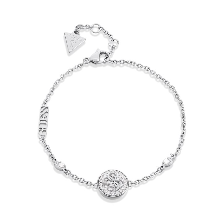 GUESS JUBB03125JWRHL Silver Tone Crystal Disc Bracelet - J42361