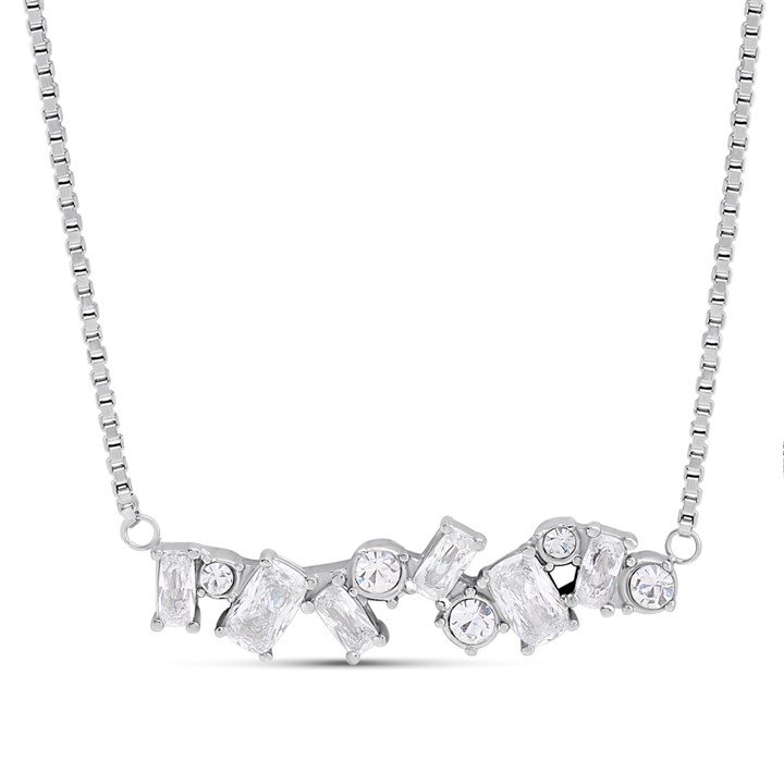 GUESS JUBN05358JWRHT/U Silver Tone Crystal Necklace - J42365