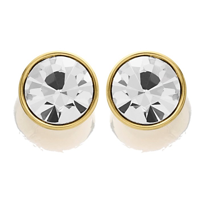 GUESS UBE02159YG Gold Tone Crystal Stud Earrings - J42439