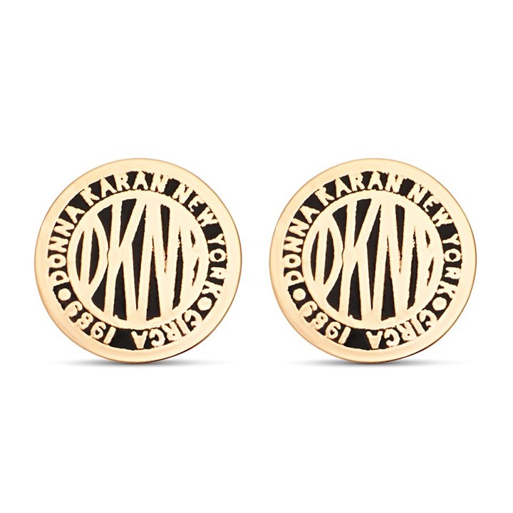 DKNY 60559681-887 Gold Tone Token Stud Earrings - J46142