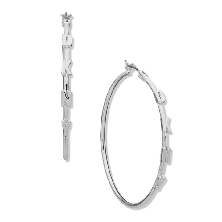 DKNY 04G00315 Crystal Logo Hoop Earrings - J46168
