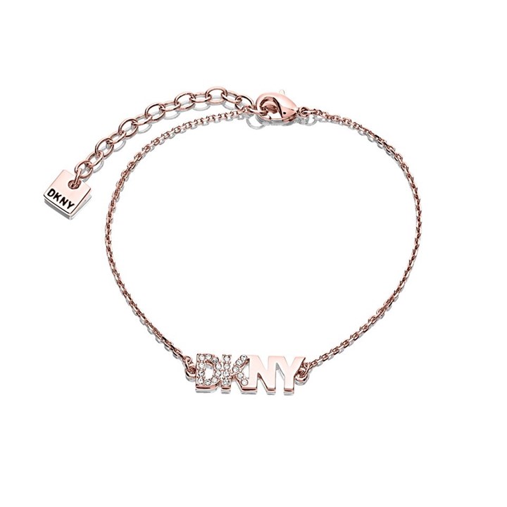 DKNY 6055965-9DH Rose Tone Crystal Logo Bracelet - J4625