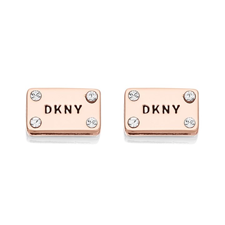 DKNY 60559686-9DH Rose Tone Crystal Stud Earrings - J4658