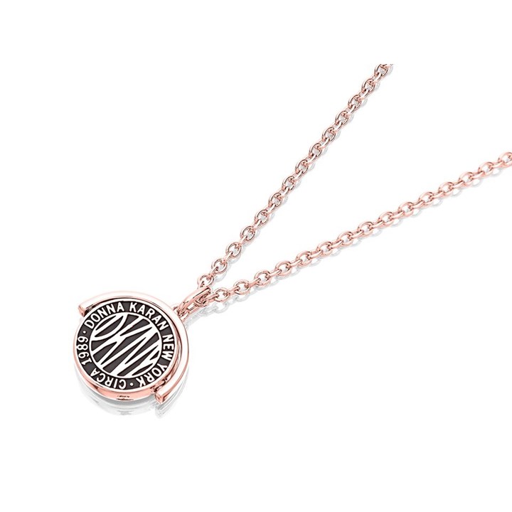 DKNY 60559654-9DH Rose Tone Crystal Spinner Disc Necklace - J4674