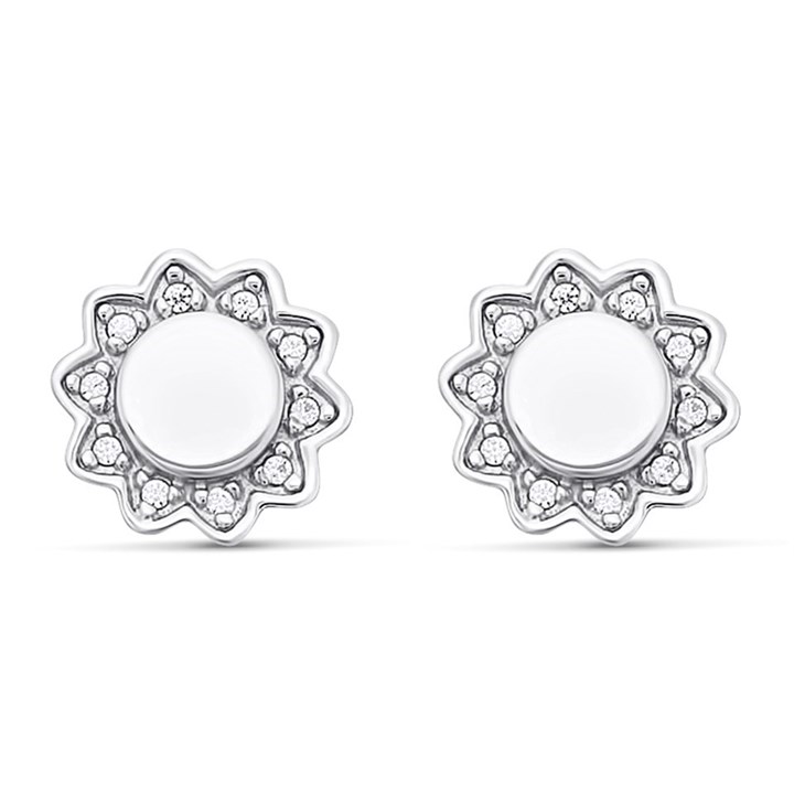 Fossil JFS00562040 Silver Cubic Zirconia Stud Earrings - J4889