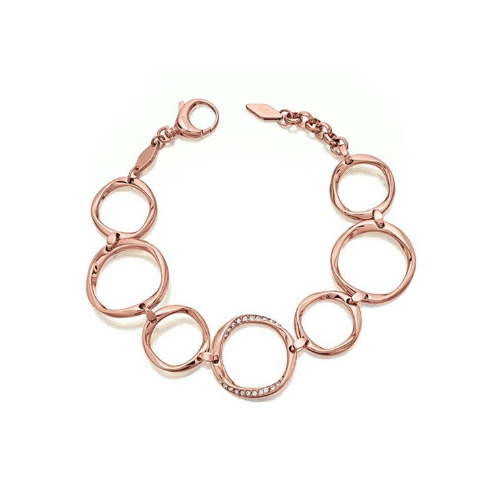 Fossil JF01300791 Organic Twist Rose Tone Crystal Bracelet - J49146