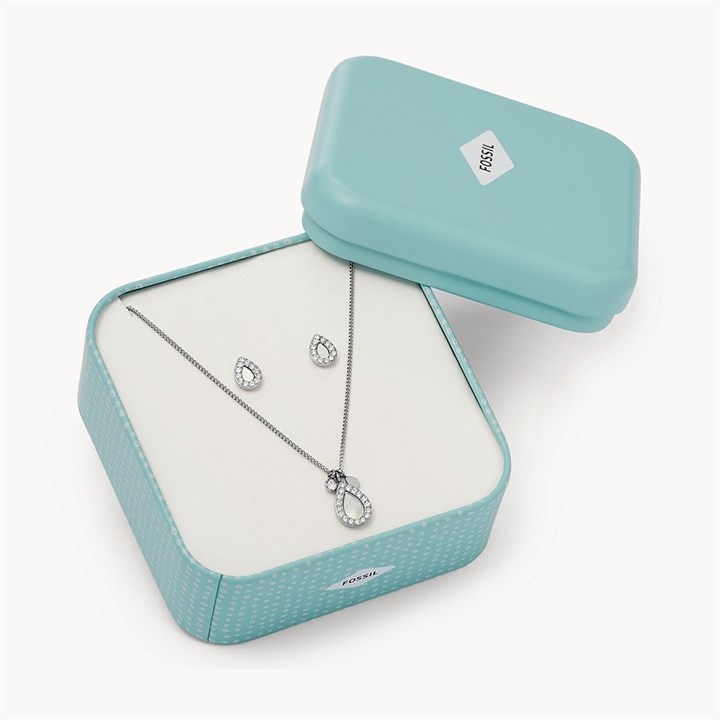 Fossil JF03765040 Mother Of Pearl Necklace And Earrings Gift Set - J49303