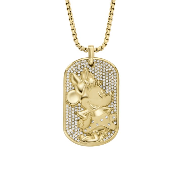 Fossil JF04625710 Gold Tone Stone Set Minnie Mouse Necklace - J49404