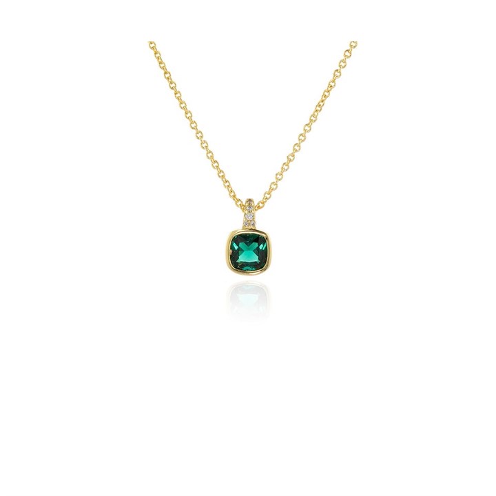 Cachet London Gold Tone Green Crystal Cushion Necklace - J74151
