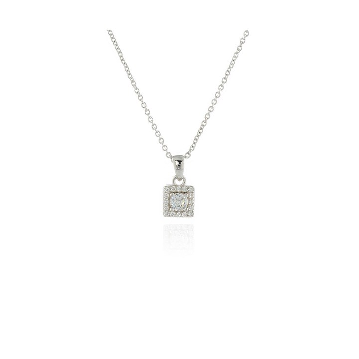 Cachet London Silver Tone Square Halo Pendant - J74157