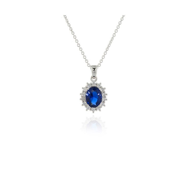 Cachet London Silver Tone Blue Halo Necklace - J74160