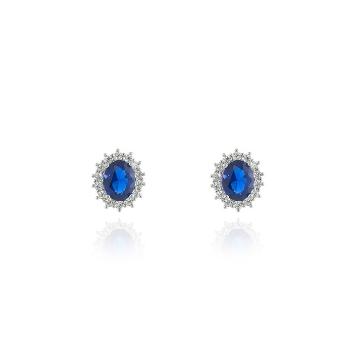 Cachet London Silver Tone Blue Halo Stud Earrings - J74161