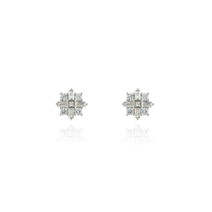 Cachet London Silver Tone Mixed Cut Cluster Stud Earrings - J74172