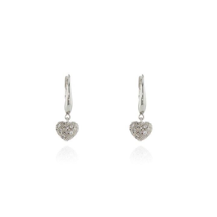 Cachet London Silver Tone Pavé Heart Drop Earrings - J74177