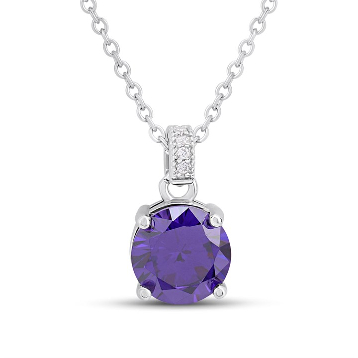 Cachet London Silver Tone Tanzanite CZ Necklace - J74216