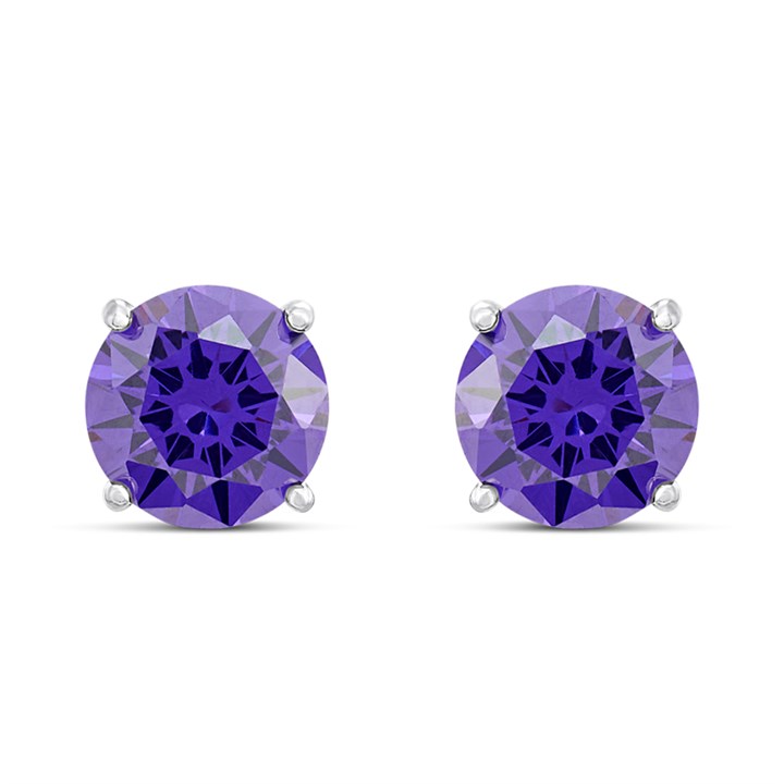 Cachet London Silver Tone Tanzanite CZ Stud Earrings - J74217