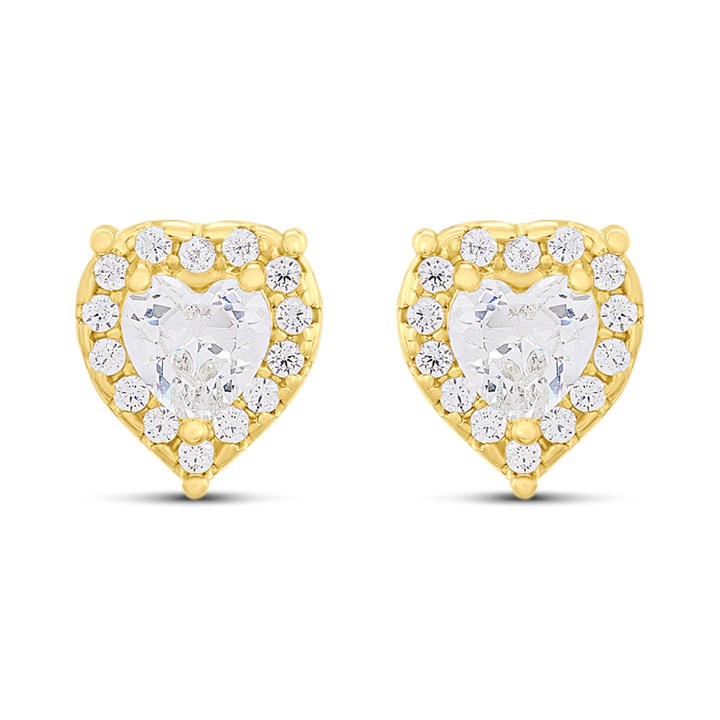 Cachet London Gold Tone Decorative Heart Stud Earrings - J74221