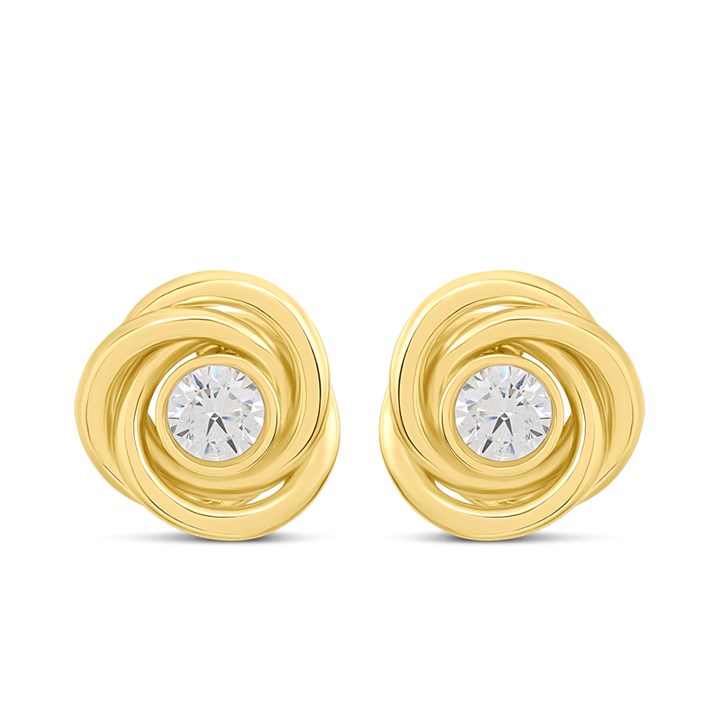 Cachet London Gold Tone CZ Knot Stud Earrings - J74222