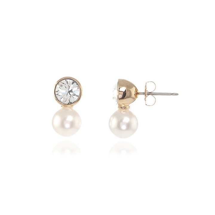 Cachet Mimi Gold Tone Crystal And Simulated Pearl Stud Earrings - J7436