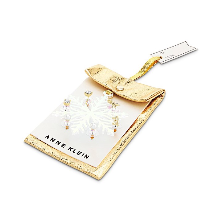 Anne Klein Trio Of Stud Earrings On Snowflake Hanging Ornament - J78372