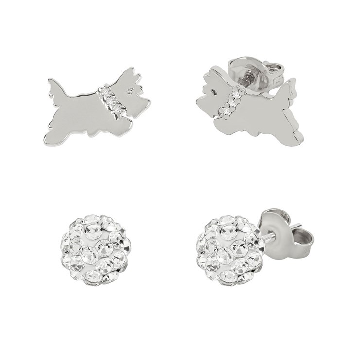 Radley RYJ1313S  Silver Plated Stone Set Stud And Dog Earrings Set - J81152