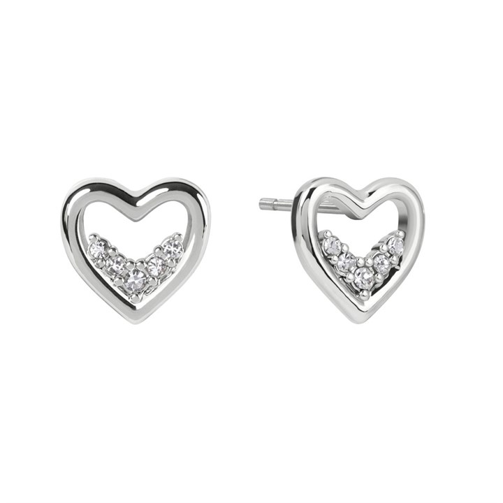 Radley RYJ1533S Silver Tone Stone Set Open Heart Stud Earrings - J81159