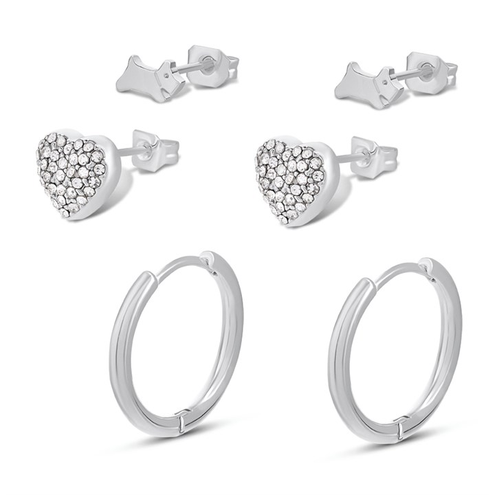 Radley RYJ1585S Silver Tone Studs And Huggie Triple Set - J81169