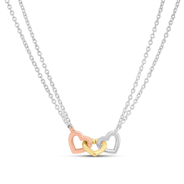 Radley RYJ2575S Gold Plated Silver Tone Rose Tone Triple Heart Necklace - J81171