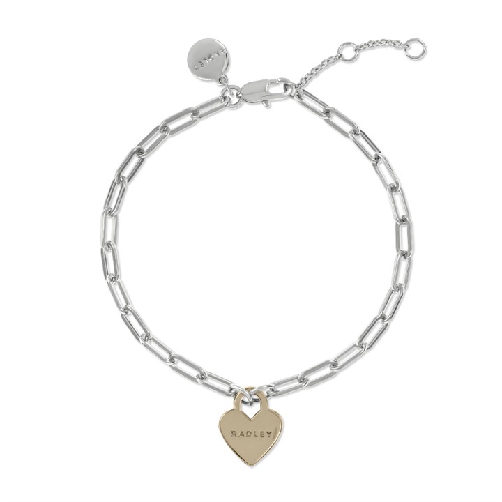 Radley RYJ3523S Silver Tone And 18ct Gold Plated Heart Charm Bracelet - J81182