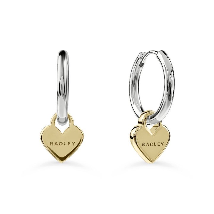Radley RYJ1575S 18ct Gold Plated And Silver Tone Hoop Heart Earrings - J81932