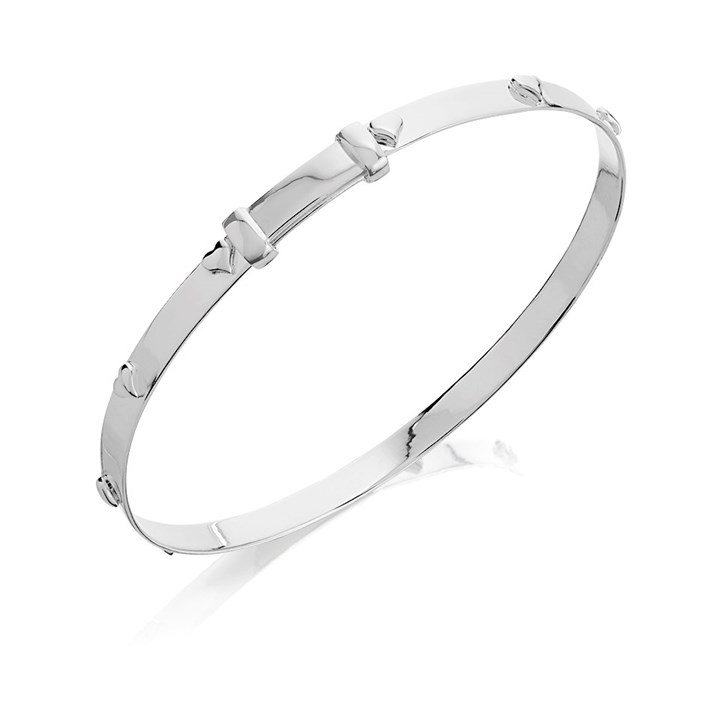 Little Star Silver Heart Expanding Bangle - J83125