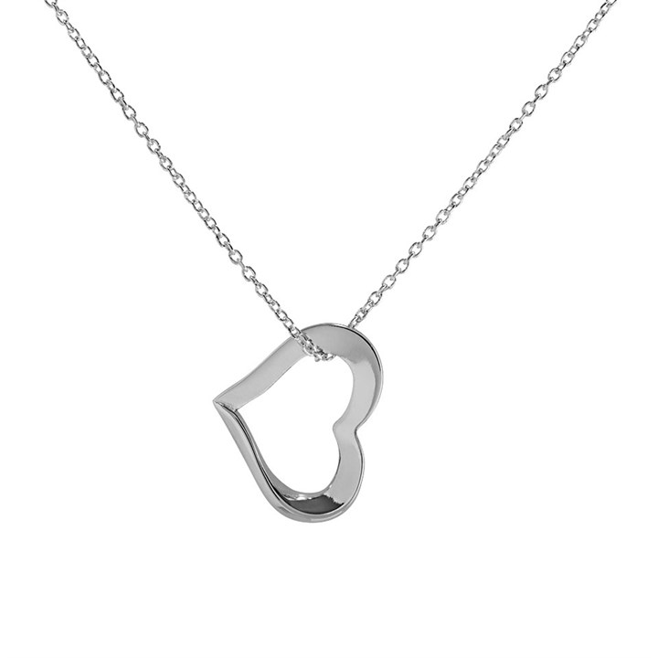 Little Star Silver Open Heart Necklace - J83148