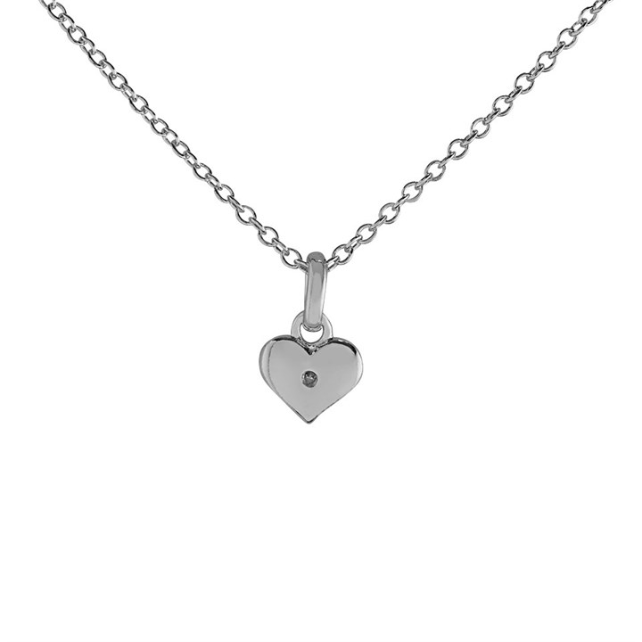 Little Star Silver Diamond Tiny Heart Children's Necklace - J83152