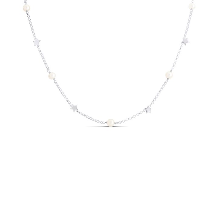 Little Star Silver Tatiana Freshwater Pearl Star Station Necklace - J83166