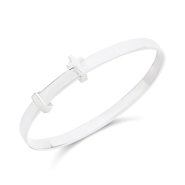 Little Star Silver Cross Bangle - J83167