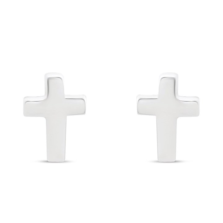Little Star Silver Cross Stud Earrings - J83168