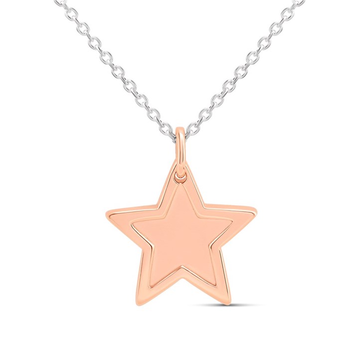 Little Star Silver Rose Gold Plated Star Necklace - J83174
