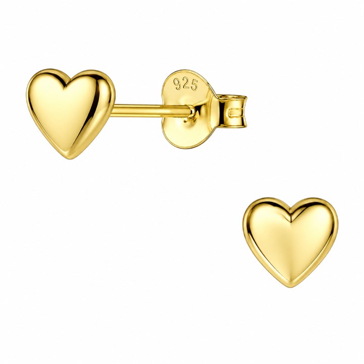Little Star Silver Gold Plated Heart Stud Earrings - J83178