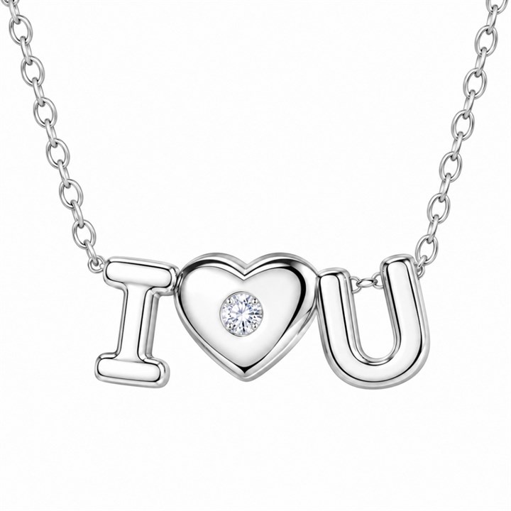 Little Star Silver I Love U Lab Grown Diamond Necklace - J83181