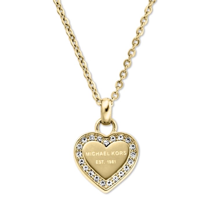 Michael Kors MKJ3969710 Gold Tone Cubic Zirconia Heart Necklace - J94107