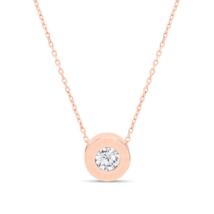 Michael Kors Rose Gold-Tone Crystal Necklace MKJ5342791 - J94142