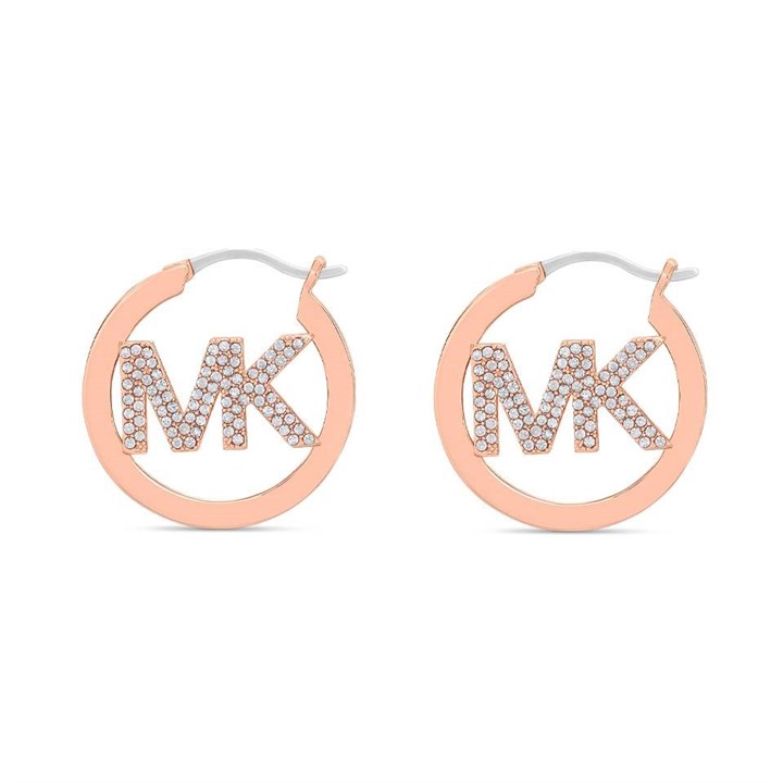 Michael Kors Rose Gold Tone Pavé Logo Hoop Earrings MKJ7637791 - J94144