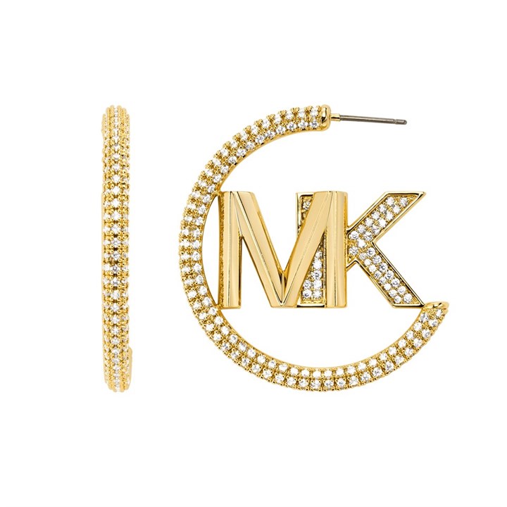Michael Kors MKJ7786710 14ct Gold Plated Statement Logo Hoops - J94148